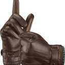 Aegend Leather Gloves for Men, Soft Warm Lining Full Hand Touchscreen Winter Gift Thermal (Small, Brown - Genuine Leather)