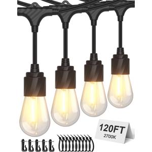 XMCOSY+ 120ft. LED Outdoor String Lights. 40 bulbs