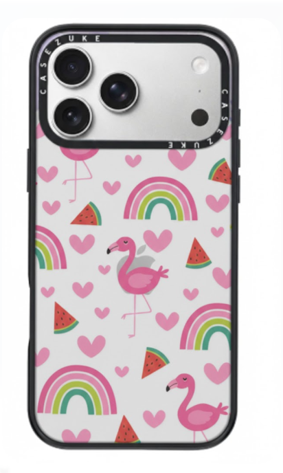 Clear TPU Phone Case Cover for iPhone with Design, Drop Protection, Cute Case for Girl Women (Flamingo, iPhone 17 Pro)