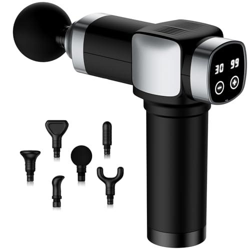 CAMEFER Deep Tissue Massage Gun, Portable Percussion Muscle Massager with 30 Speeds & 6 Attachments, Handheld Electric Back & Neck Massager for Pain Relief