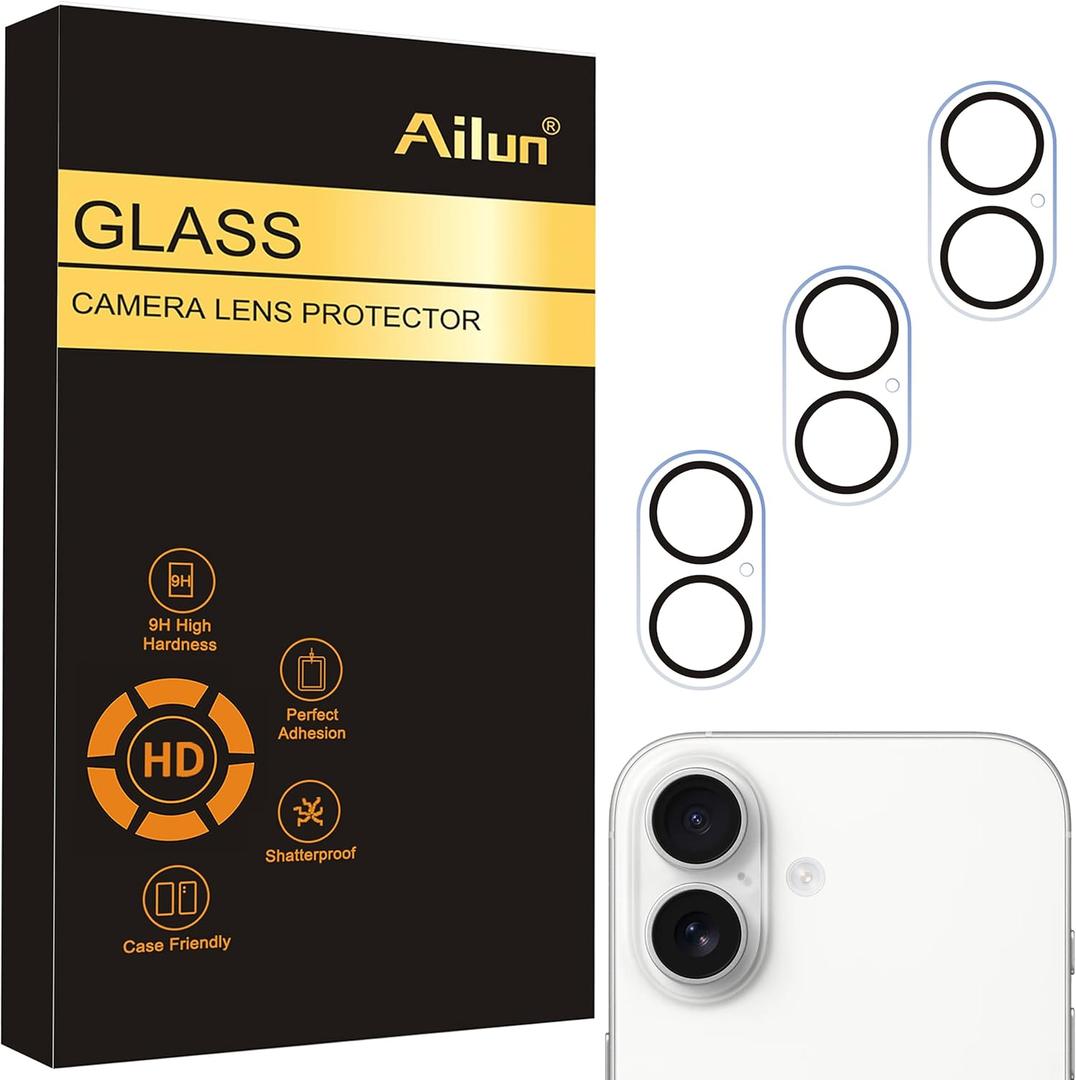 Ailun 3 Pack Camera Lens Protector for iPhone 17,Tempered Glass,9H Hardness,Ultra HD,Anti-Scratch,Case Friendly,Does not Affect Night Shots
