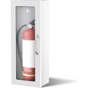 Zonon 1 Pcs 10lb Fire Extinguisher Cabinet Wall & Surface Mount 24-3/4 H x 10-1/4 W x 6-3/4 D 22 Gauge Steel Fire Extinguisher Box Case Extinguishers Holder with Handle for Indoor Outdoor (White)