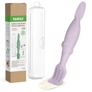 haakaa Baby Diaper Cream Spatula, NoMess Dual-Ended Silicone Diaper Rash Cream Applicator with Hygienic Case, Butt Spatula for Baby (Lavender)