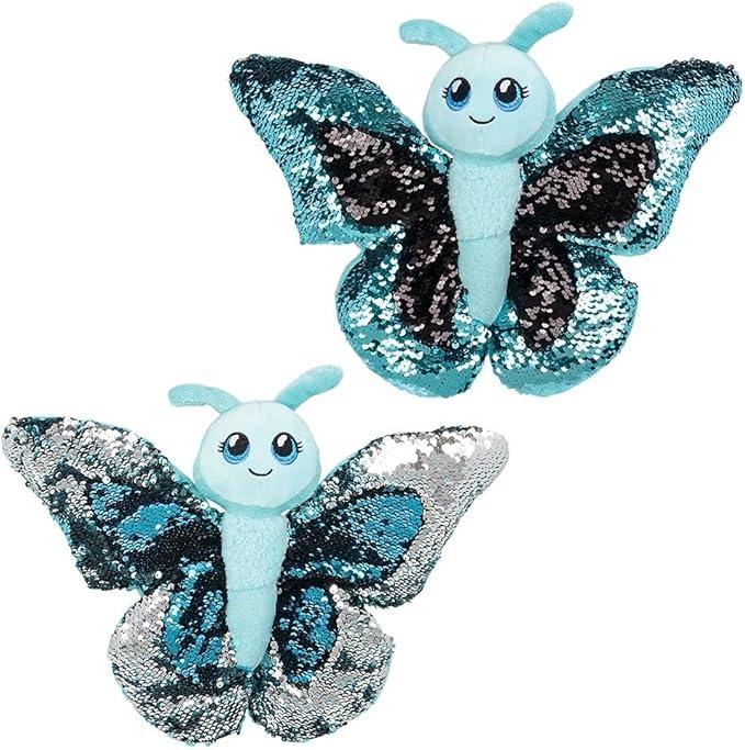 2 Pack - Sequinimals Sequin Pink + Blue Butterfly (Large 14" x 11") Soft Plush Stuffed Animal Reversible Sequins Hot Pink and Blue & Silver 2 Pack - Sequinimals Sequin Pink + Blue Butterfly (Large 14" x 11") Soft Plush Stuffed Animal Reversible Sequins Hot Pink and Blue & Silver