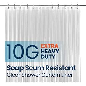 LiBa Bathroom Shower Curtain - Waterproof Plastic Shower Curtain Premium PEVA Non-Toxic with Rust Proof Grommets Clear 10G Heavy Duty Bathroom Accessories 72x84