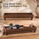 35.5 Inch Long Wooden Decorative Tray with Riser for Table Centerpiece, 35.43 x 8.66 x 6.5 inches