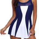 Womens Tummy Control Swimsuits Vintage Swim Dress One Piece Bathing Suits for Women Plus Size Swimdress L