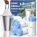 1.6 Gallon Mini Trash Bags Drawstring - 120 Count Strong Small Garbage Bags Unscented,White Trash Can Liners Strong Little Waste Basket Bags 6 Liter for Home Bathroom Office Car