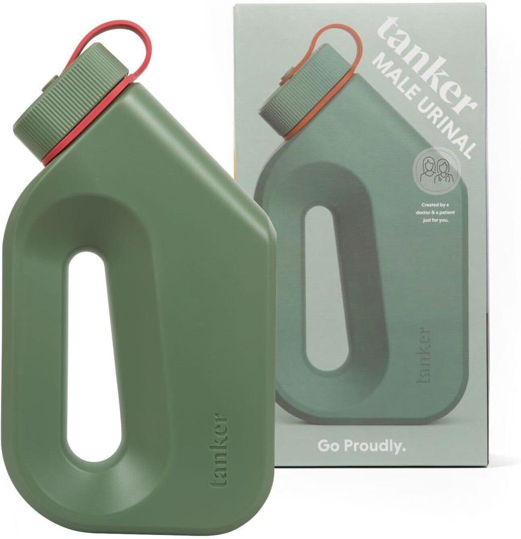 Tanker - Portable Urinal for Men Spill Proof - A Camping and Festival Essential, Designed for Nighttime Urges, Post-Surgery Recovery, and Travel Use