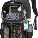 MUSEVOS Clear Backpack for School, Heavy Duty Clear Bookbag for Girls Boys Transparent Backpack with Badge Holder, Semi-Black
