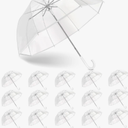 Clear Bubble Umbrella Wedding, High-Visibility Transparent Rain Umbrellas Bulk, Windproof Large Clear Umbrella, Firm and Durable, Dome Umbrellas for Wedding Bride Groom Photography Golf Outdoor, 16 Pack