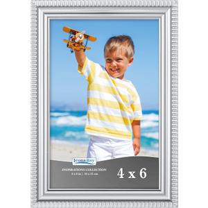 Icona Bay 4x6 Silver Picture Frame Beautifully Detailed Molding, Contemporary Picture Frame Set, Wall Mount or Table Top, Inspirations Collection (4x6, Silver)
