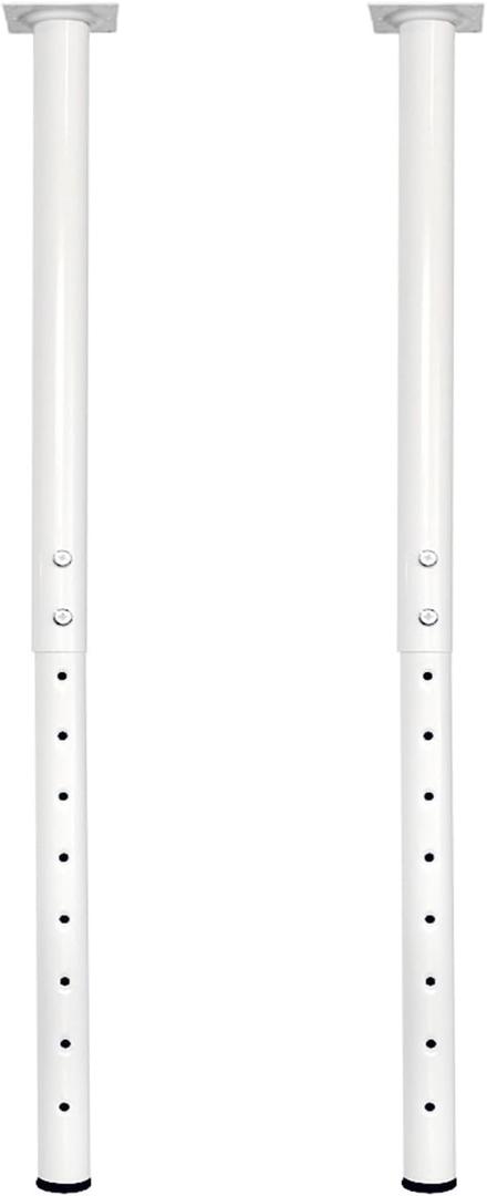 QLLY Adjustable Metal Table Leg, 24-40 inch, 60-100cm, Home Office DIY Desk Leg, Furniture Leg Set (2, White)