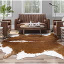 8x10 Faux Cowhide Area Rugs for Living Room, Animal Skins Cow Hide Rug for Bedroom, Cool Western Christmas Decor, Thin Leather Cow Hide Carpets Fireplace Rug, Brown