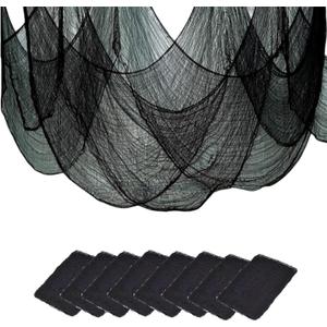 Halloween Creepy Cloth - 8 Pack Black - 76x30 Inch Cotton Gauze Fabric - DIY Spooky Decor for Haunted House,Spider Web,Ghost - Indoor Outdoor Halloween Party Decorations