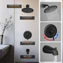 Tub Shower Faucet Set Valve Included with 6-Inch Rain Shower Head and Tub Spout Single-Handle Tub and Shower Trim Kit Matte Black