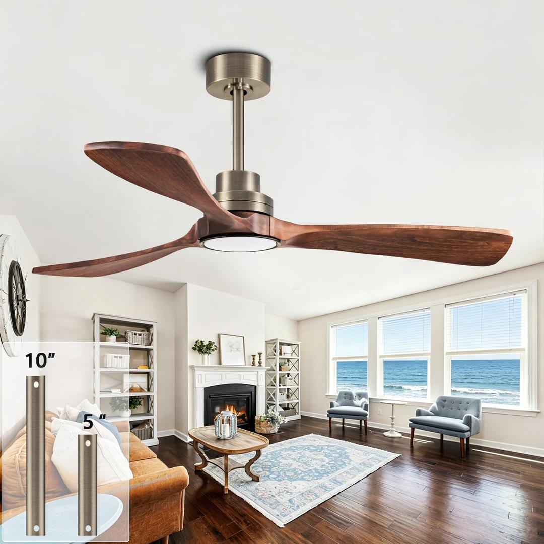 52inch silent ceiling fan with remote control, in antique bronze and walnut