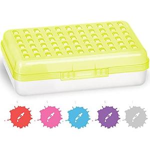 Enday Pencil Box Green, Plastic Small Dots Pencil Case, School Storage Utility Supplies Box Organizer with Snap Closure for Kids and Adults Also in Pink, Grey, Purple, Red, Blue, 1 PK