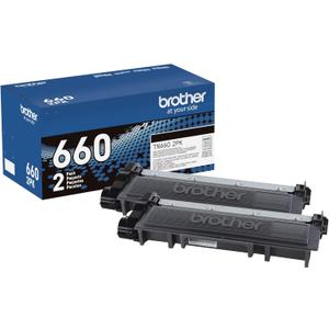 Brother Genuine High-Yield Black Toner Cartridge Twin Pack TN660 2PK (TN6602PK)
