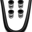 Stainless Steel 48" Radiator Hose Flexible Coolant Water Hose Universal with 4 Chrome Caps (Black)