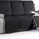 VANSOFY Waterproof Recliner Couch Covers, Sofa Covers 1-Piece Washable Reclining Sofa Cover Non-Slip Furniture Protector with Elastic Straps Pocket for Dogs, Pets(Black,3 Seater)
