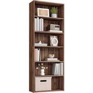 VASAGLE Custos Collection - Bookshelf, 6-Tier Bookcase, Book Shelf, Open Storage Shelf, 9.4 x 23.6 x 63.3 Inches, for Living Room, Home Office, Dining Room, Natural Walnut ULBC166K01