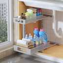 1 Pack 11.8"-16.8"H Under Sink Organizers And Storage Height Adjustable,2-Tier Pull Out Under Cabinet Shelf Organizer,Multi-Use Slide Out Drawer For Bathroom Kitchen Laundry-Gray