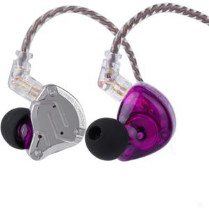 Linsoul KZ ZS10 Pro, 4BA+1DD 5 Driver in Ear Monitor, HiFi Wired Earbuds, Gaming Earbuds, Hybrid IEM Earphones with Stainless Steel Faceplate, Detachable Cable for Musician (Without Mic, Purple)