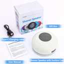 Waterproof Bluetooth Shower Speaker Portable Wireless Water-Resistant Speaker Suction Cup,Built-in Mic Gifts for Kids Speakerphone for iPhone Phone Tablet Bathroom Kitchen - White