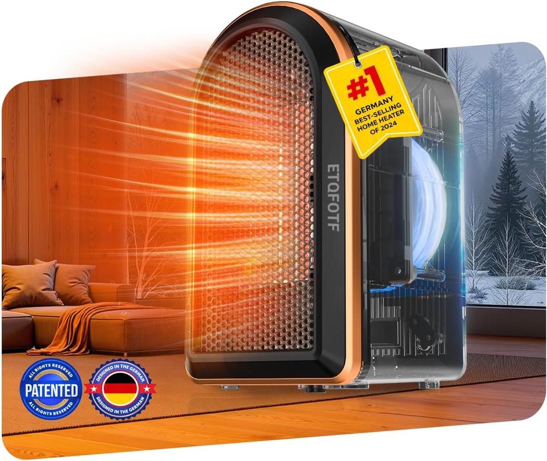 ETQFOTF New Upgrade Space Heaters for Indoor Use 【Heating Capacity NO.1-SPD Certified】【4 Safe Protection Mechanisms】Portable Heaters for Indoor Use, Small Space Heater for Office, Space Heater Office