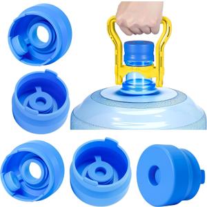 (5 Pack) 5 Gallon Water Jug Cap, Silicone Reusable Replacement Cap, Non Spill Bottle Caps for 55mm Bottle Water Dispenser Caps