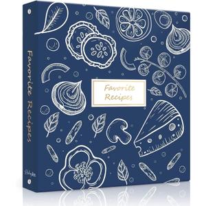 Recipe Binder 8.5x11 3 Ring, Recipe Book to Write in Your own Recipes, Full Page Recipe Binder with Plastic Sleeves, Blank Recipe Cards and Dividers (Gentian Blue)