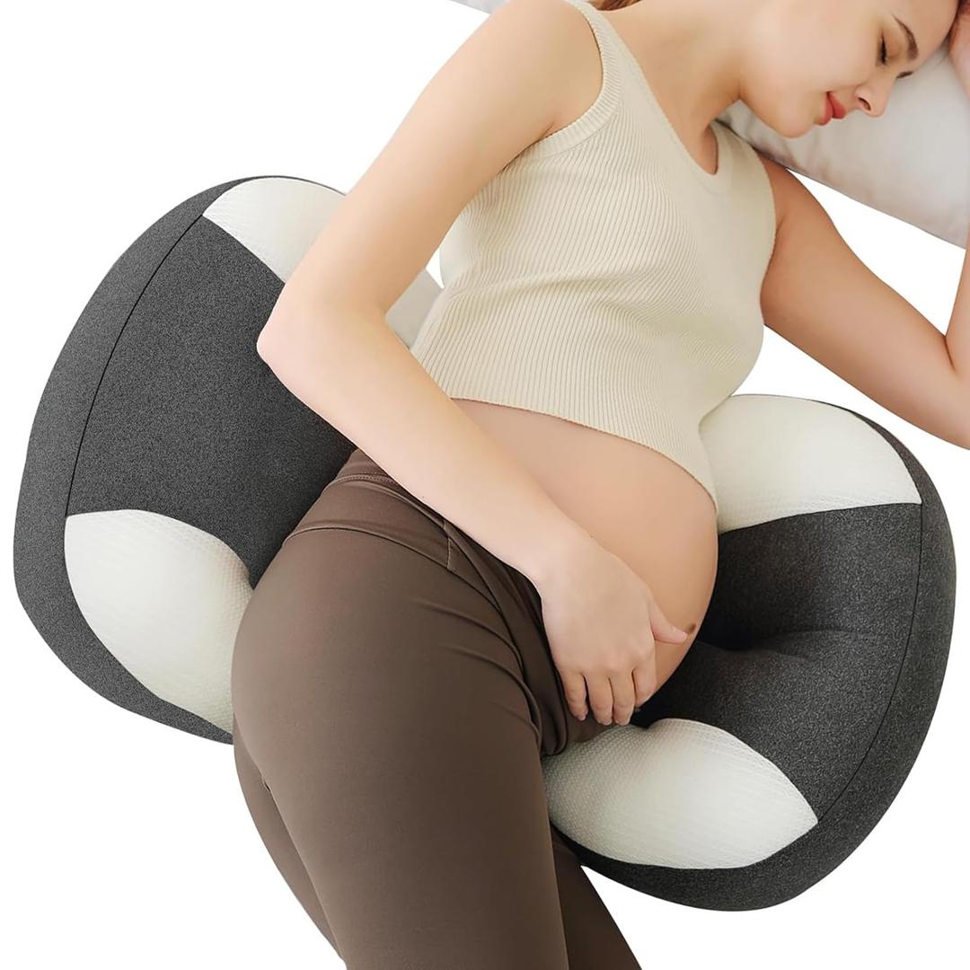 Maternity Pillow for Pregnant Women - Pregnancy Pillow for Comfort & Support, Perfect for Side Sleeping, Back Pain Relief, Soft Maternity Pillows for Women (Small, Dark Grey)
