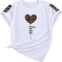 SOLY HUX Women's Letter Heart Graphic Print Tee Short Sleeve Crew Neck T Shirt Casual Summer Tops (White, M)