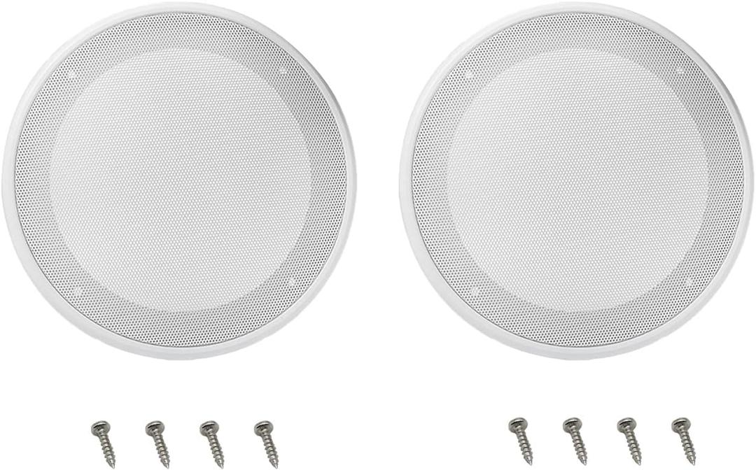 2-Pack 6.5 Inch Round Ceiling Speaker Grilles White Decorative Mesh Cover with Screws for Home Speaker Protector Decorative Cover