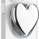 PopSockets Phone Grip for MagSafe, Magnetic Holder, Phone Stand, Silver - Heart of Silver (Silver PopOut)