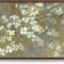 Framed Vintage Floral Wall Art, Green White Neutral Farmhouse Botanical Canvas Painting Prints Artwork for Walls, Rustic Retro Flower Picture for Living Room Bedroom Kitchen Hallway Wall Decor, 24x36