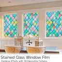 Linarun Stained Glass Window Film Rainbow Window Privacy Film 3D Decorative Static Cling Door Glass Decals Non Adhesive Removable for Home Office 60x300cm