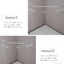 Corner Shower Curtain Rod, Diamond Shaped [Both Sides: 22" - 34.8", Middle: 28" - 43.7"] Adjustable Bathroom Bathtub Shower Rod with 12 Hooks & Ceiling Support - Silver Gray