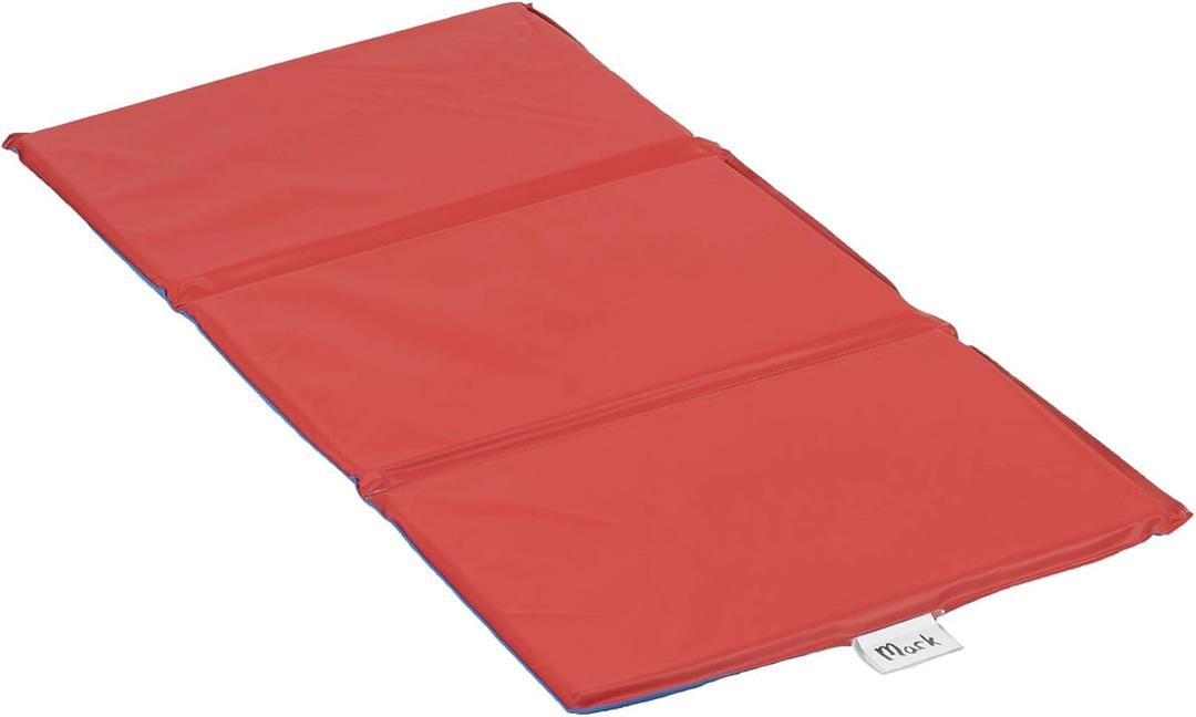Children’s Factory 1 Inch Thick Rest Mats for Preschool, 4-Section Nap Mats for Daycare, Nursery, Classroom, Red-Blue, 10 Pack