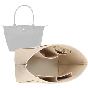 Lckaey Purse Organizer Insert for Longchamp Le Pliage Neo Handbags Long champ Insert Organizer 1012beige-M