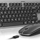 seenda Bluetooth Mechanical Keyboard and Mouse, 3 Device Connection Rechargeable Mouse and Keyboard, Full-Size Wireless Keyboard Mouse Compatible for Windows/Laptop/PC/MacBook/Mac, Black Gray