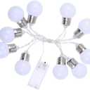 jojomis Battery Powered 5ft 10 LED Globe String Lights for Garden Warm White 1.5m