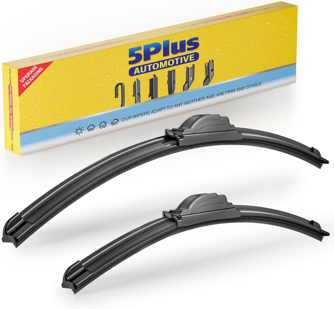 5 PLUS 22 and 20 Inch Front Wiper Blades 2-Pack, Size Pair Options | Windshield Wiper Size Pairs, Multi-Adapter Design, Smooth Wiping, All-Weather Performance, Easy Install