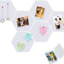 Vuzvuv 6 Pcs Hexagon Bulletin Board with 50 Pushpins & Sticky Note Adhesive Cork Board for WallFelt Pin Board for SchoolOffice DecorWhite