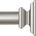 KAMANINA Curtain Rod 32 to 58 Inches (2.6-4.8ft), 1 Inch Adjustable Curtain Rods for Windows, Antique Silver Single Drapery Rods with Square Finials