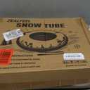 ZEALFEEL Snow Tube, 45''/48'' Rubber Snow Tubes with Commercial Grade Canvas Cover for Kids & Adults, Inflatable Heavy Duty Snow Sled Thickened Hard Bottom with Tow Strap, Sleds Winter Gifts