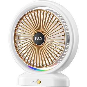 SAYTAY Cool 7-Color Marquee USB Portable Turbo Air-Concentrating Fan, 180 Air Delivery in All Directions, 2000mAh Battery Desktop Fan with 3 Speed Adjustable (White Gold Color)