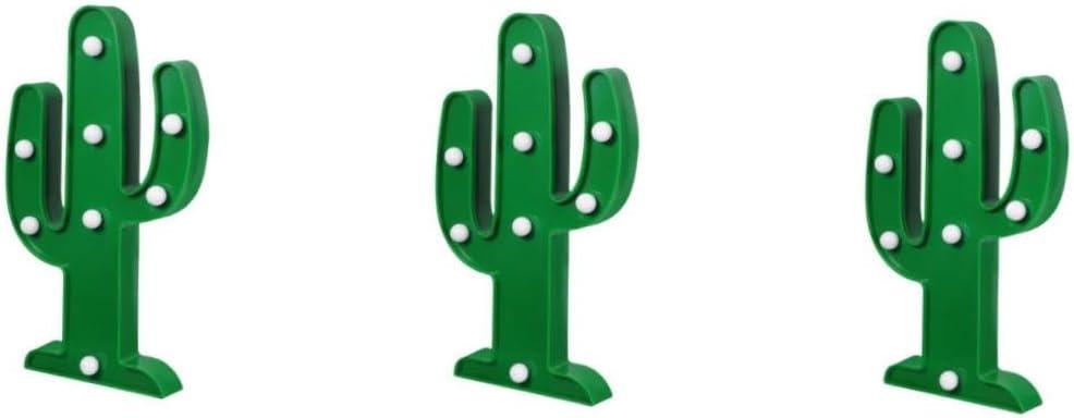 DOITOOL 3pcs 8 Cactus Light Led Night Light Plant Decor Plants Decor Cactus Lamp Christmas The Sign