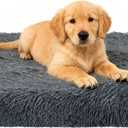 Fluffy Orthopedic Dog Beds for Puppy/Cats with Washable Removable Cover Dog Crate Bed Egg Crate Foam Support Plush Pet Pad Mat with Anti-Slip Bottom (24 * 16,Dark Grey)